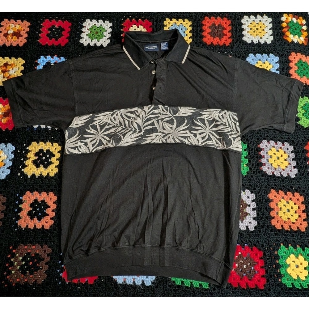 Safe Harbor Polo Shirt Men's Large Black Golf Band Colorblock Adult